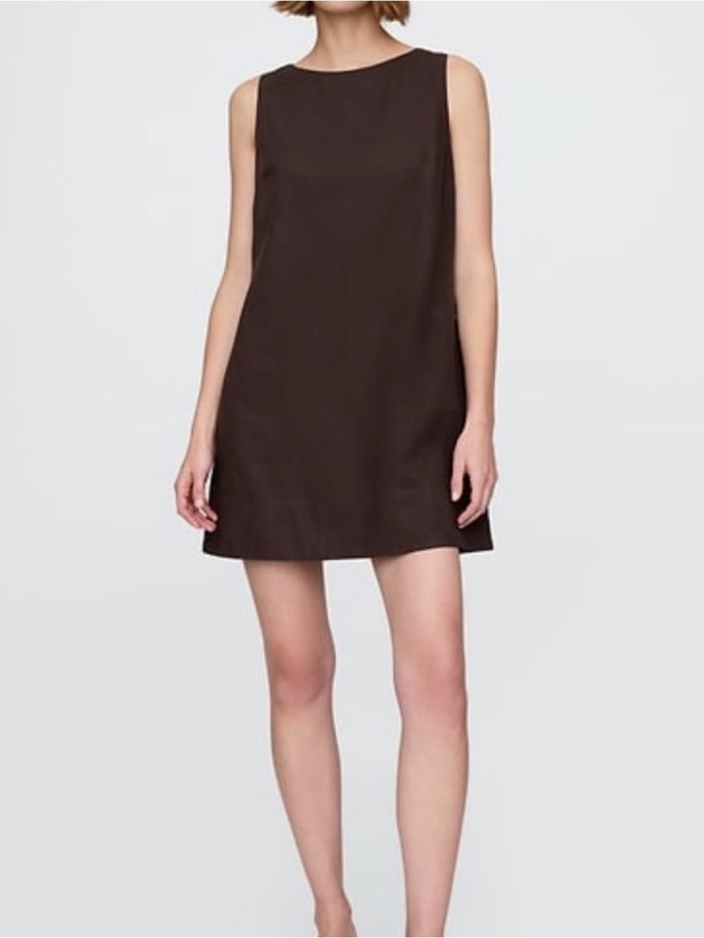 GAP Linen Blend Mini Shift Dress Sz Med Brown